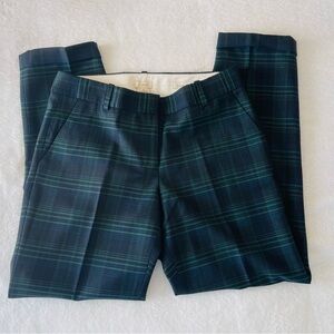 J. Crew Green and Navy Plaid Café Capri Trousers